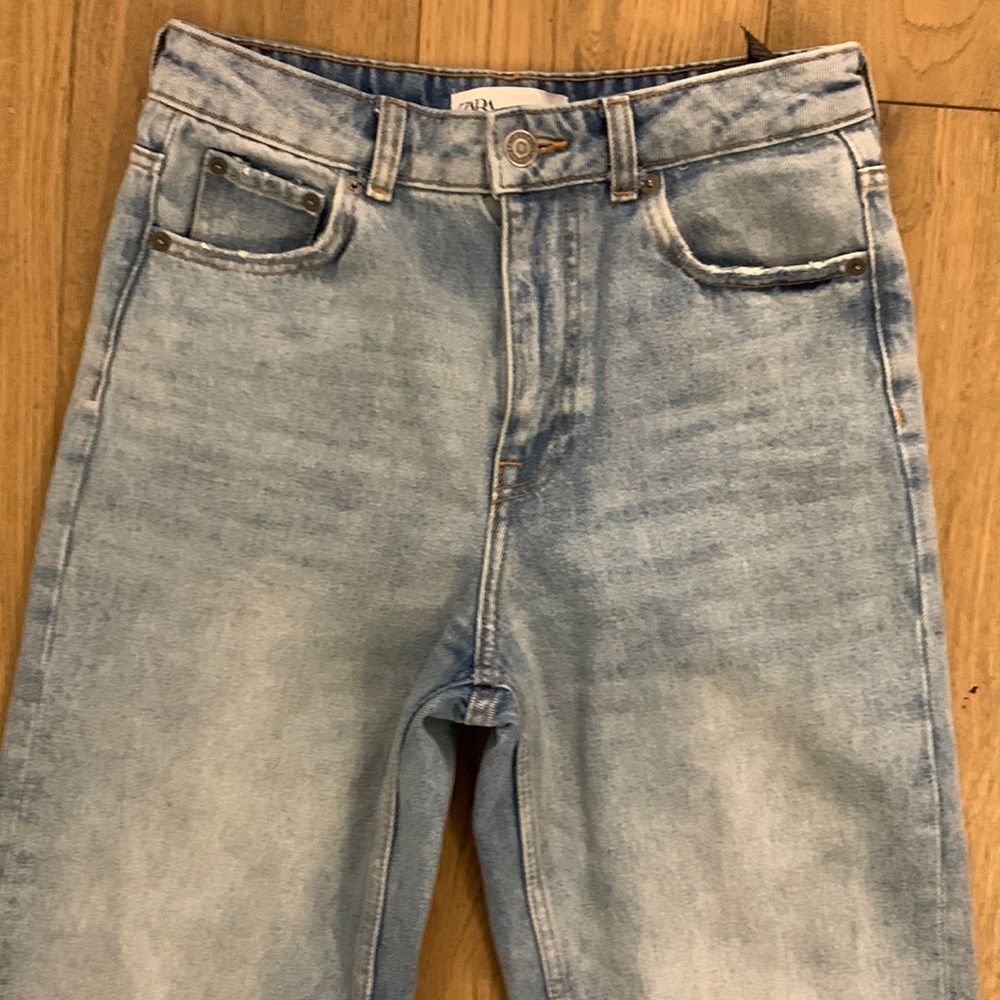 Wide Leg High Rise Zara Denim Jeans Size 26 - Picture 2 of 7
